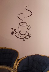 Naklejka na ścianę filiżanka, ziarnka, kawa. 