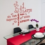 Naklejki Napisy do kuchni na ścianę: latte, cafe, coffee, espresso M4