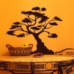 Naklejka welurowa dekoracyjna drzewo Bonsai W3