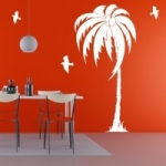 Naklejka dekoracyjna Palma z mewami M35