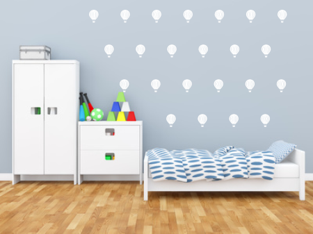 Naklejki welurowe do pokoju dziecka Balony z koszem na ścianę w stylu skandynawskim
