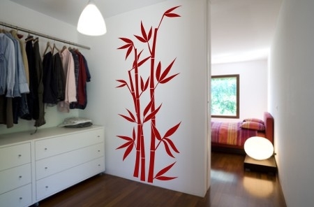 Naklejki na ścianę czerwone bambusy