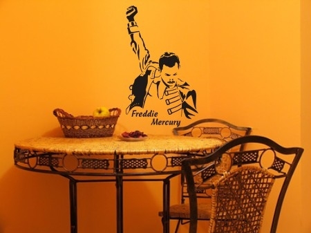 Naklejka na ścianę z czarnego weluru Freddie Mercury