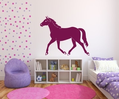 Naklejka do pokoju dziewczynki koń na ścianę z weluru