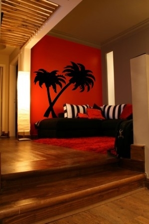 Szablony dekoracyjne do pokoju dziennego drzewa palmowe