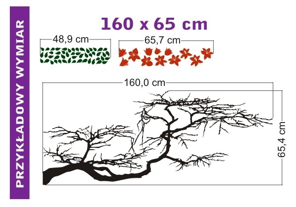 Różne wzory i wymiary szablonów ściennych z drzewami