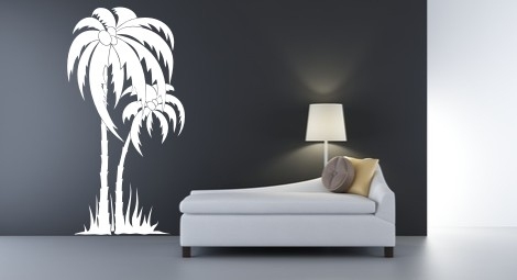 Biała naklejka palma na ścianę