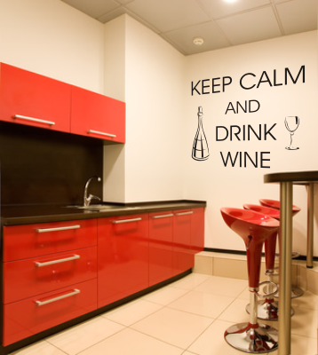Naklejki welurowe napisy po angielsku Keep calm and drink wine