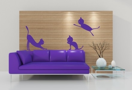 Welurowe naklejki koty na ścianę do pokoju