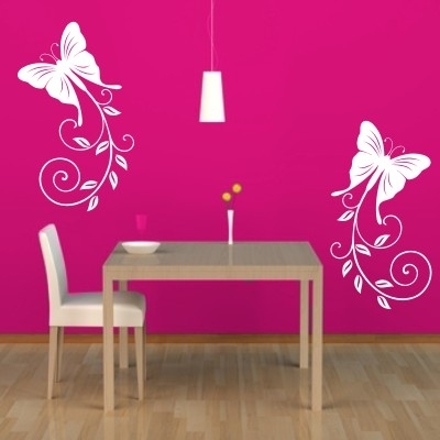 Naklejki na ściany lateksowe do jadalni i kuchni florystyczne motylki
