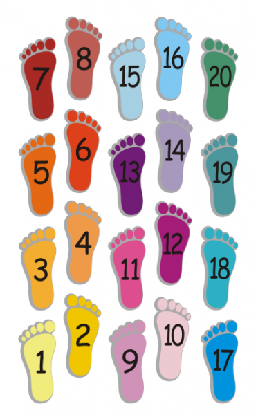 Naklejki edukacyjne stopy z cyferkami na podłogę