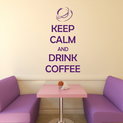 Szablon do malowania na ścianę napisy po angielsku Keep calm and drink coffee 