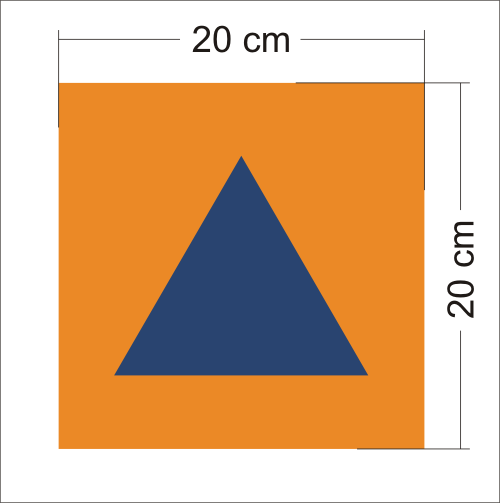 Tabliczka międzynarodowy znak obrony cywilnej o wymiarze 20x20 cm