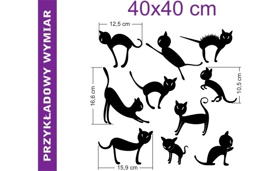 Welurowe naklejki ścienne czarne koty w różnych wymiarach