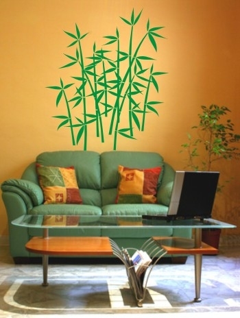 Szablon malarski z drzewem bambusowym na ścianę w salonie