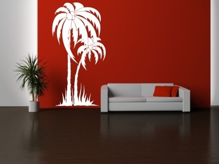Naklejka z weluru duża palma do salonu na ścianę