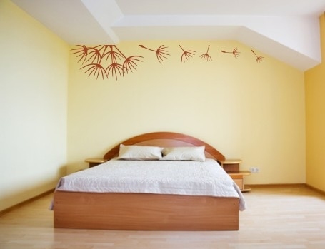 Welurowe naklejki ścienne na ścianie w sypialni i pokoju paski ozdobne z dmuchawcami