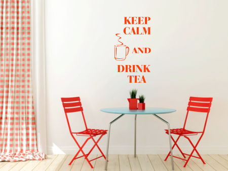 Welurowa naklejka napisy Keep calm and drink tea na ścianę do kuchni i jadalni