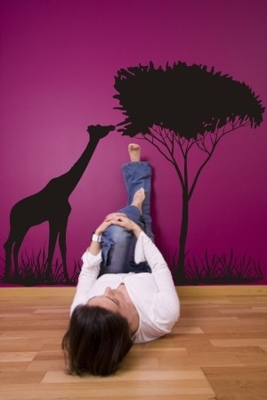 Naklejka na ścianę drzewo z żyrafą