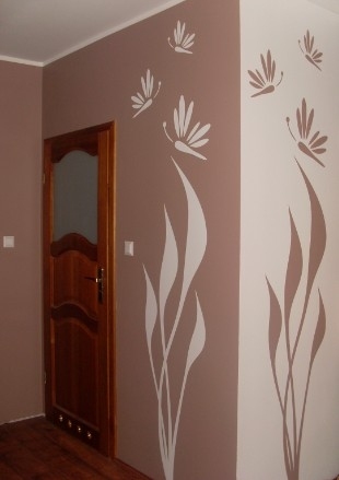 Welurowa naklejka motyw roślinny i kwiat do dekoracji ściany
