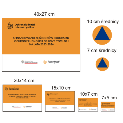 Tabliczka, naklejki z programu: ochrona ludności i obrona cywilna, naklejki obrony cywilnej zestaw TI 6